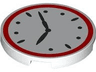 Tile, Round 3 x 3 with Clock Face with Red Border and Black Hands Pattern
