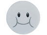 Tile, Round 3 x 3 with Black Eyes, Dark Bluish Gray Smile and Cheeks Pattern (Super Mario Lakitu Cloud Face)