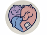 Tile, Round 3 x 3 with Heart Shaped Vet Logo, Lavender Cat, Bright Light Blue Dog, and Warm Pink Horse with Bandage Pattern