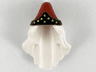 Minifigure, Hair Combo, Hat with Hair, Long and Wavy with Molded Dark Red Pointed Hat and Printed Black Band and Gold Stars Pattern