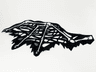 Cloth Wing Dragon Left, Tattered with Bones, Black Skin, and Dark Bluish Gray Spots Pattern