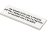 Tile 2 x 6 with Black 'THE BRAND WITH THE 3 STRIPES', 'DIE WELTMARKE MIT DEN 3 STREIFEN', and 'LA MARQUE AUX 3 BANDES' Pattern