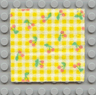 Scala Cloth Blanket 7 x 7 with Yellow Check Stripes and Cherries Pattern