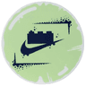Tile, Round 6 x 6 with Dark Blue NIKE Swoosh Logo, 1 x 3 Brick and Corner Lines with Spots on Yellowish Green Background Pattern