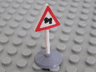 Road Sign with Post, Triangle with Curved Road Pattern, Type 1 Base