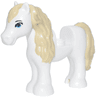 Horse, Mini Doll Style, Pony with 1 x 1 Cutout with Molded Tan Mane and Tail and Printed Black Eyebrows and Dark Azure Eyes Pattern