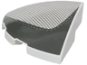 Slope, Curved 3 x 3 Corner Round with Black Fabric Mesh and Dark Bluish Gray Panel with Stitching Pattern Model Right Side