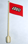 Flag on Flagpole, Wave with Lego Logo Pattern