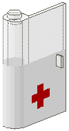 Door 1 x 3 x 4 Left with Window and Red Cross Pattern, Lower