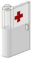 Door 1 x 3 x 4 Left with Window and Red Cross Pattern, Upper
