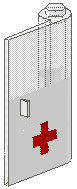 Door 1 x 3 x 4 Right with Window and Red Cross Pattern, Lower
