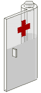 Door 1 x 3 x 4 Right with Window and Red Cross Pattern, Upper