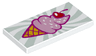 Tile 2 x 4 with Ice Cream Cone with Cherry on Sand Green Swirl Background Pattern