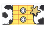 Tile 2 x 4 with Gold Sheriff Star, Black and White Leather Vest over Yellow Plaid Shirt with 2 White Buttons Pattern