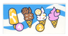 Tile 2 x 4 with Menu with Popsicle, 3 Ice Cream Cones, and Circles with Numbers 1 and 2 on Dark Azure Background with Swirls Pattern