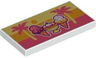 Tile 2 x 4 with Coral, Dark Purple, Bright Light Orange and Bright Light Yellow Ice Cream and Palm Trees on Sunset Background Pattern