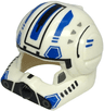 Minifigure, Headgear Helmet SW Clone Pilot with Open Visor with Black and Blue Stripe, Hexagons and Markings, Dark Bluish Gray Cheeks, Light Bluish Gray Triangles Pattern