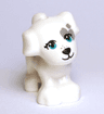 Dog, Mini Doll Style, Puppy, Standing with Dark Turquoise Eyes, Black Nose and Mouth, Dark Bluish Gray Patch Pattern (Friends Cookie)
