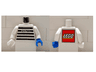 Torso Jail Stripes with Number 23768 Pattern - LEGO Logo on Back / White Arms / White Hand Right / Blue Hand Left