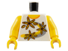 Torso Shirt with Orange Collar and 3 Flowers over Yellow and Silver Curved Stripes Pattern / Yellow Arms / Yellow Hands