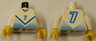 Torso Soccer Jersey Shirt with Blue Chevron and Number  7, Yellow Neck Pattern / White Arms / Yellow Hands