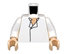 Torso SW Shirt Open Collar, No Vest, Light Nougat Pattern (Han Solo) / White Arms / Light Nougat Hands