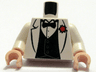 Torso Indiana Jones Jacket Formal with Bow Tie and Red Flower Pattern / White Arms / Light Nougat Hands