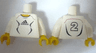 Torso Soccer Uniform White Shirt with Black Adidas Logo, Curved Lines and Number 2 on Back, Yellow Neck Pattern (Stickers) / White Arms / Yellow Hands