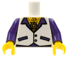 Torso Vest with Dark Purple Pockets and Lapels and Gold Buttons, Necklace with Medallion, Yellow Hairy Chest Pattern / Dark Purple Arms / Yellow Hands