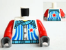 Torso Racers with 5 Buttons, Stripes and Red Star Front and Back Pattern / Red Arms / Dark Bluish Gray Hands