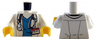 Torso Hospital Lab Coat, Dark Azure Scrubs, ID Badge and Stethoscope Pattern / White Arms / Yellow Hands