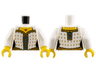 Torso Castle Female Corset with Gold Diamonds, Blue Laces, Gold Belt and Necklace with Red Round Jewel Pattern / White Arms / Yellow Hands