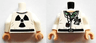 Torso Devo Suit with Stopwatch and Notebook, Black Radiation Symbol on Back Pattern / White Arms / Light Nougat Hands
