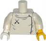 Torso Fencing Plastron with 2 Black Crossed Swords Pattern / White Arms / Yellow Hand Left / White Hand Right