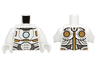 Torso Armor with Light Blue Circle and Gold and White Plates Pattern (Space Iron Man) / White Arms / White Hands