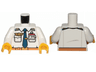 Torso Airplane Pilot, Shirt with Dark Blue Tie with Clip, Epaulettes, Gold Logo Pin and Red and White ID Badge Pattern / White Arms / Yellow Hands