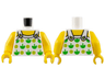 Torso Halter Top with Green Apples and Lime Spots and Back Print Pattern / Yellow Arms / Yellow Hands
