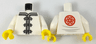 Torso Ninjago Robe with Gray Trim, White Frog Clasps and Red Flower Medallion and Light Bluish Gray Lines on Back Pattern / White Arms / Yellow Hands