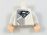 Torso Robe with Black Superman 'S' Logo and Dark Bluish Gray Mesh Stripe Pattern / White Arms / Light Nougat Hands