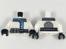 Torso Ninja Robe with Silver and Dark Azure Trim, Ninjago Logogram 'ICE', Black Belt with Silver Pouches, Symbol on Back Pattern / White Arms / Black Hands
