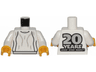 Torso SW Loose Dress Light Bluish Gray Folds with '20 YEARS LEGO STAR WARS' on Back Pattern (Leia) / White Arms / Yellow Hands