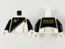 Torso Spacesuit with Black Panel, Gold Zipper and Classic Space Logo, Light Bluish Gray Lines, 'POLICE' on Back Pattern / Black Arms / White Hands