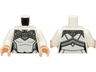 Torso Female Silver Armor, Collar and Hexagons Pattern / White Arms / Light Nougat Hands