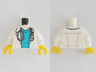 Torso Hospital Lab Coat over Medium Azure Scrubs, Silver Stethoscope Pattern / White Arms / Yellow Hands