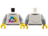 Torso Mountains on Medium Azure, Bright Light Orange and Dark Pink Splotches Pattern / Light Bluish Gray Arms / Yellow Hands
