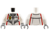 Torso Racing Suit with Ferrari Logo, Black Zippers, Red Stripes Pattern / White Arms / Light Bluish Gray Hands