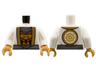 Torso Robe with Gold Hem, Dark Bluish Gray Bandana and Sash, Armor with Dark Orange Trim Pattern / White Arms / Pearl Gold Hands