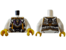 Torso Armor with Gold Trim, Silver Wolf Head on Medium Lavender Breastplate, Bright Light Orange Tassels Pattern / White Arms / Yellow Hands
