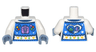 Torso Female Holiday Sweater with Blue Panel, Collar and Waistband, Medium Lavender Thanos Head, Infinity Stones, and Heart with Gamora and Nebula Heads on Back Pattern / White Arms / Sand Blue Hands