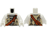 Torso Skeleton Pirate, Tan and Dark Tan Tattered Vest and Dark Orange Shoulder Belt with Bag Pattern (BAM) / White Arms / White Hands